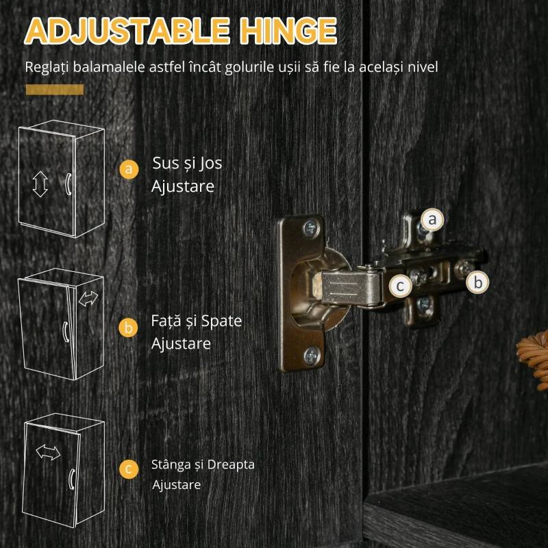 HOMCOM Bufet de Bucătărie cu Sertar și Blat, Uși și Rafturi Reglabile, 101x39x180 cm, Negru