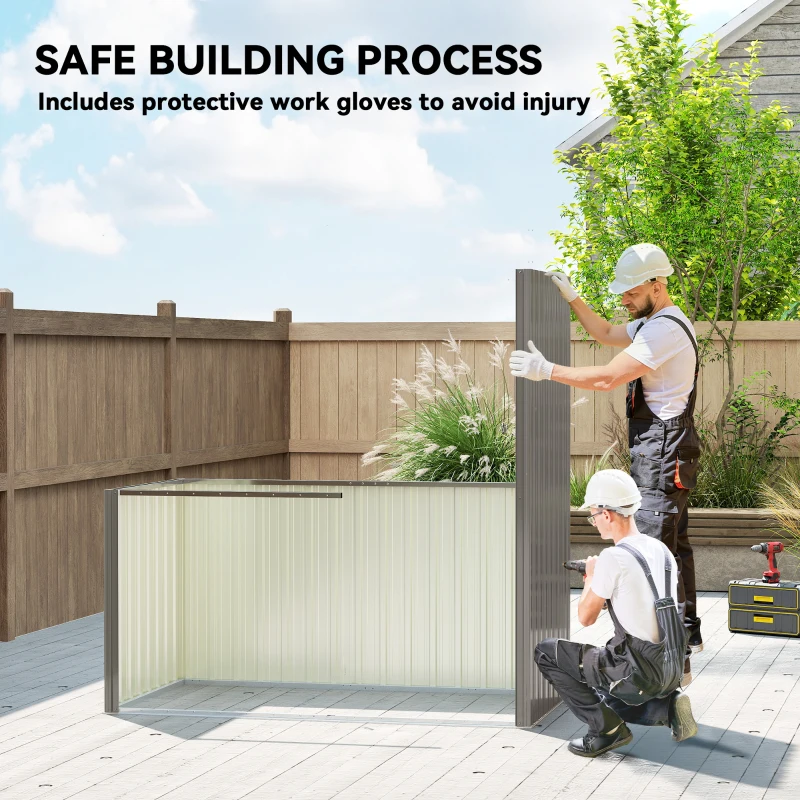 Outsunny 5 x 3 ft Lean-to Garden Shed, Outdoor Storage Shed with Lockable Door and Vents, Light Grey