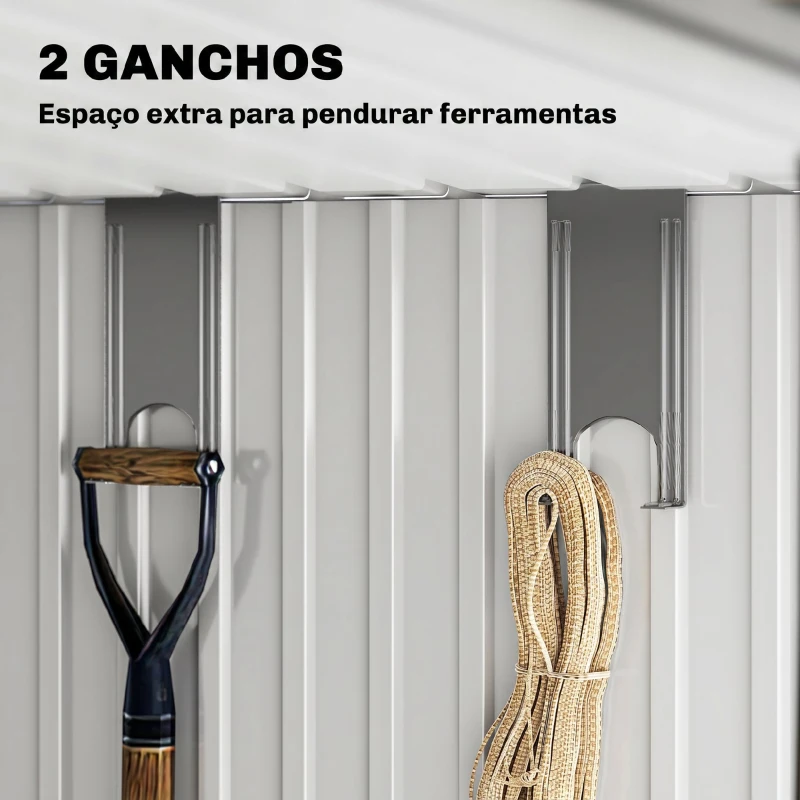 Outsunny Abrigo de Jardim 2 m² 195x122x181,5 cm Abrigo de Armazenamento Metálico com Porta de Correr e 2 Janelas Cinza Escuro