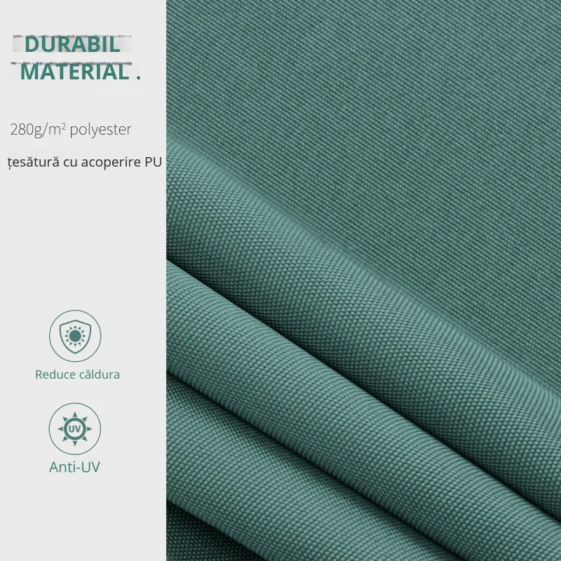 Outsunny Perdea de Soare Rulanta Manuala de Perete Tesatura de Poliester 2.5 × 2m Verde