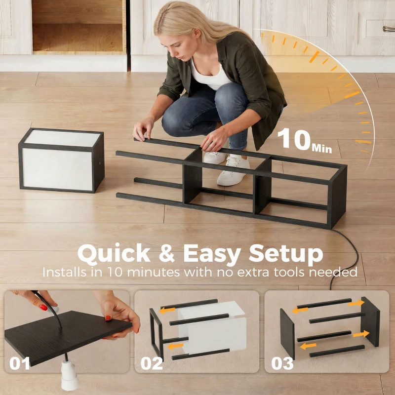 HOMCOM Floor Lamp with Shelves, 3 Layer Column Modern Standing Lamp for Living Room, Bedroom, Office, Black