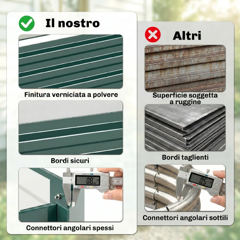 Outsunny Letto per Orto Rialzato in Metallo da Esterno, Portapiante per Fiori ed Erbe, 241x90,5x30cm