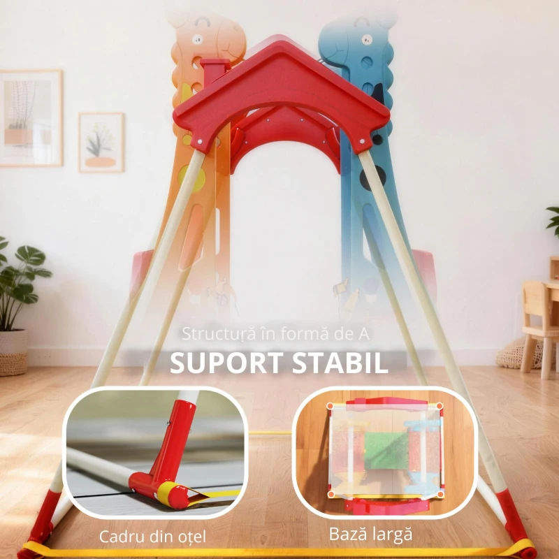 AIYAPLAY Leagăn pentru copii, Cadru-leagăn copii 3-5 ani cu Dublu Scaun Față în Față, 114x94x134,5cm, Multicolor