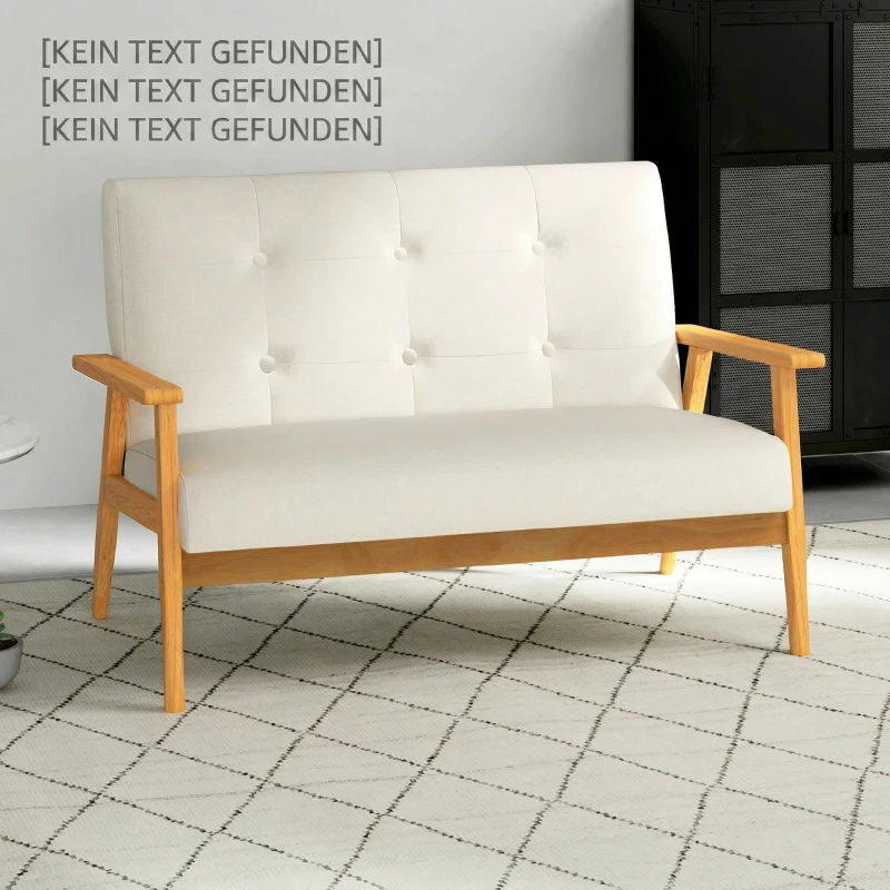 HOMCOM Sofá 3 plazas 115 cm sofá escandinavo con respaldo capitoné, asiento acolchado y reposabrazos, beige