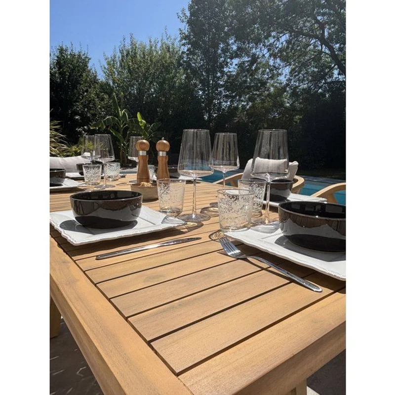 Ensemble repas de jardin - Bois d'acacia - 6 places - 170 x 90 cm - Serena