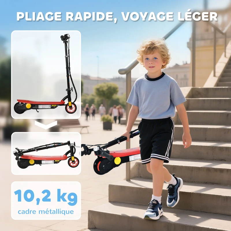 HOMCOM Trottinette électrique 120 W pliable pour enfant 7-14 ans 12 Km/h max. autonomie 10 Km max. rouge