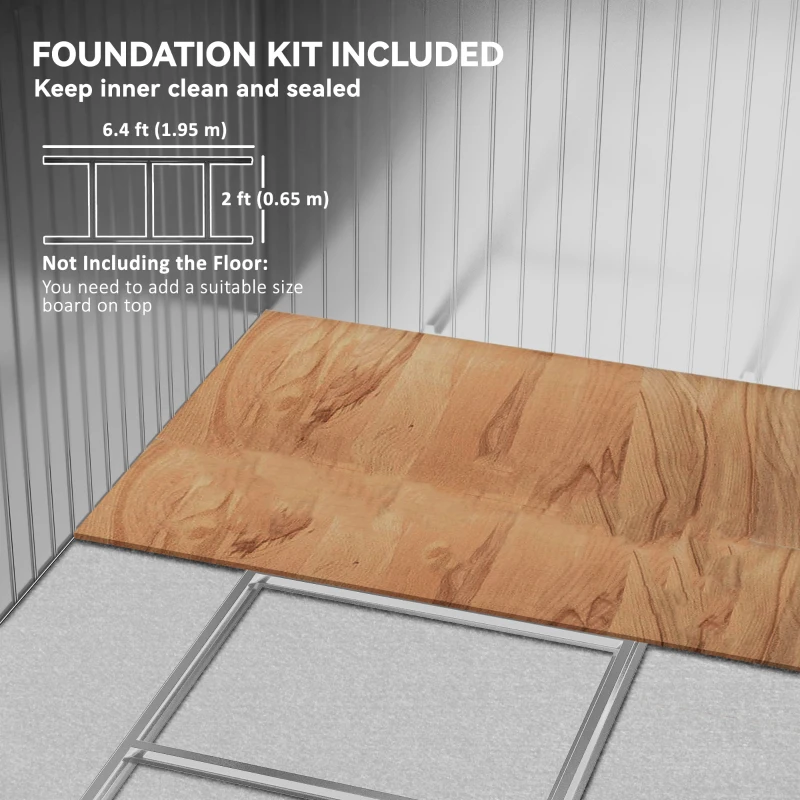 Outsunny 7 x 4ft Outdoor Storage Shed with Foundation Kit, Lean to Metal Garden Shed for Log, Rubbish Bin, Tool, Bike, Black