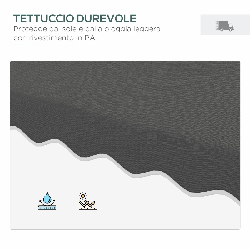 Outsunny Ombrellone a Sbalzo con Doppio Tetto, Apertura a Manovella e Base a Croce, 2.5x2.5m, Grigio