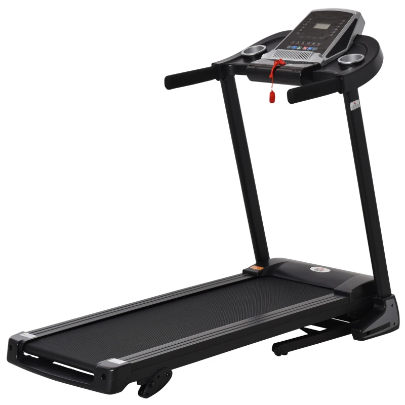 HOMCOM Folding Treadmill, Compact Running Machine with LED Display, Drink & Phone Holder for Home Workout