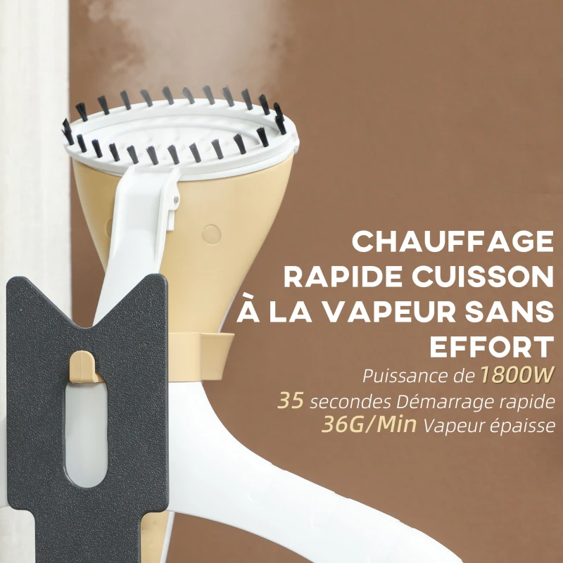 HOMCOM Défroisseur vapeur vertical 1800 W 36 g/min, steamer autonomie 50 min, réservoir d'eau de 1,8 L, 32 x 32 x 32 cm, or