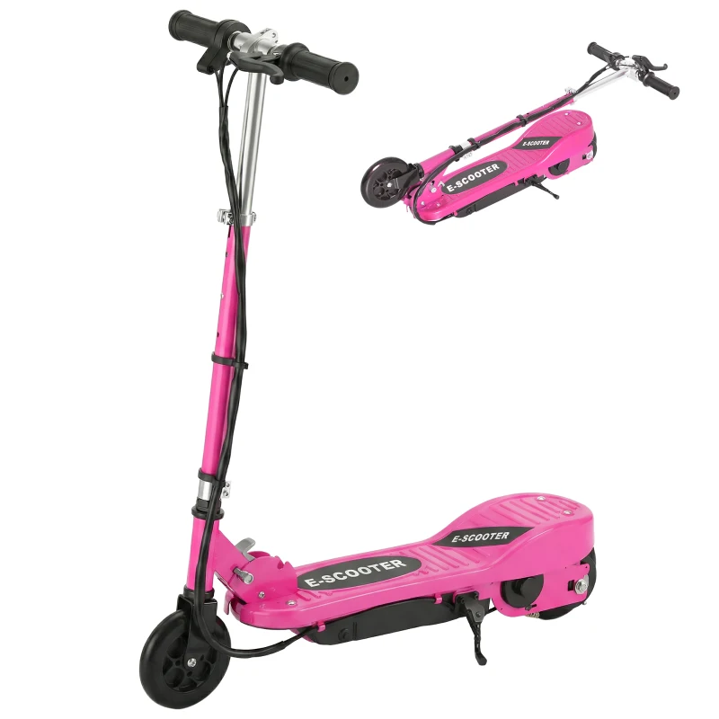 HOMCOM Foldable Electric Kids Scooter, Ride-on for Ages 7-14 Years, Pink