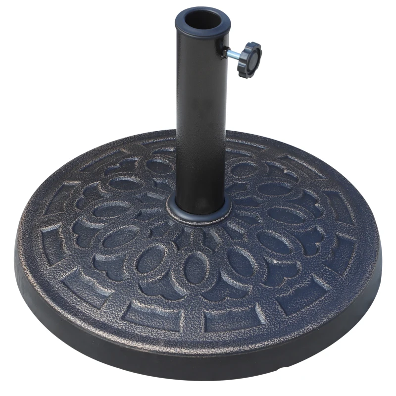 Outsunny Pied de parasol, socle parasol extérieur en résine 12 kg, pour mât de Ø 38/48 mm, Ø 44 x 34H cm, bronze