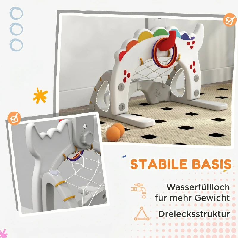 AIYAPLAY Coș de Baschet pentru Copii 5 în 1 cu Înălțime Reglabilă, Poartă de Fotbal și Golf, Vârsta 3-6 Ani