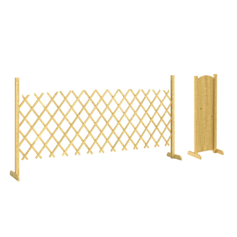 Outsunny Barriere Extensible en Bois de Sapin 180 cm, Base stable, pour Intérieur Extérieur Balcon Jardin, 180x30x90cm, Naturel
