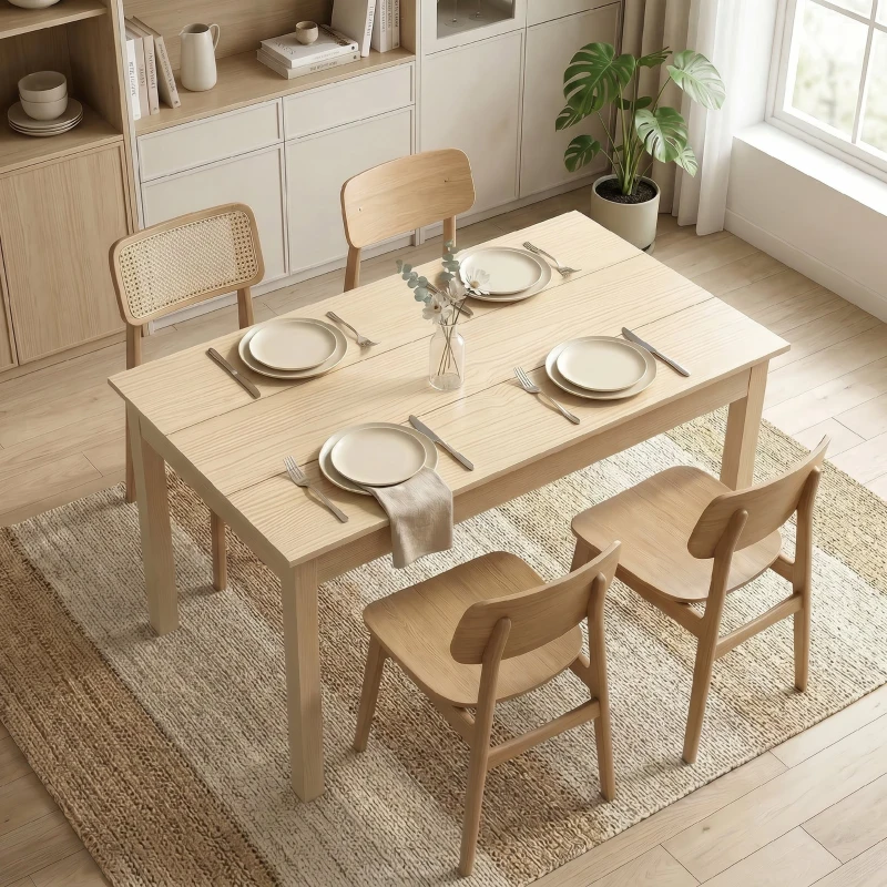 HOMCOM Table de salle à manger design moderne bicolore avec grand plateau 4-6 personnes en bois dim. 119L x 70l x 75H cm