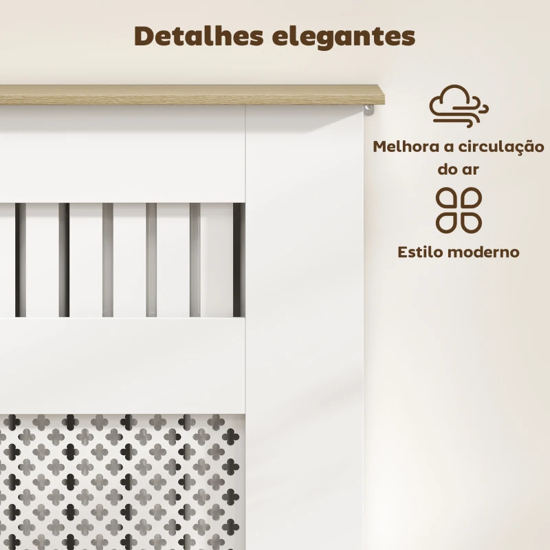 HOMCOM Cobertura para Radiadores Proteção Radiador de MDF 78x19x81 cm Desenho Moderno de Ripas Branco