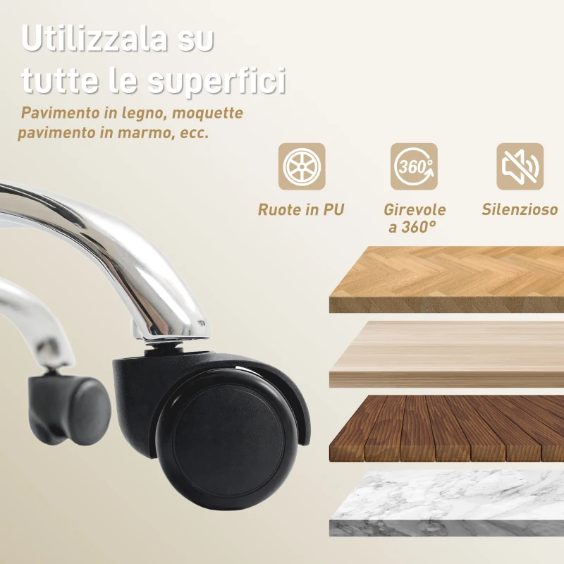 HOMCOM Sedia da Ufficio Reclinabile a 155° con Poggiapiedi, Doppia Imbottitura e Rivestimento in Finta Pelle, Beige