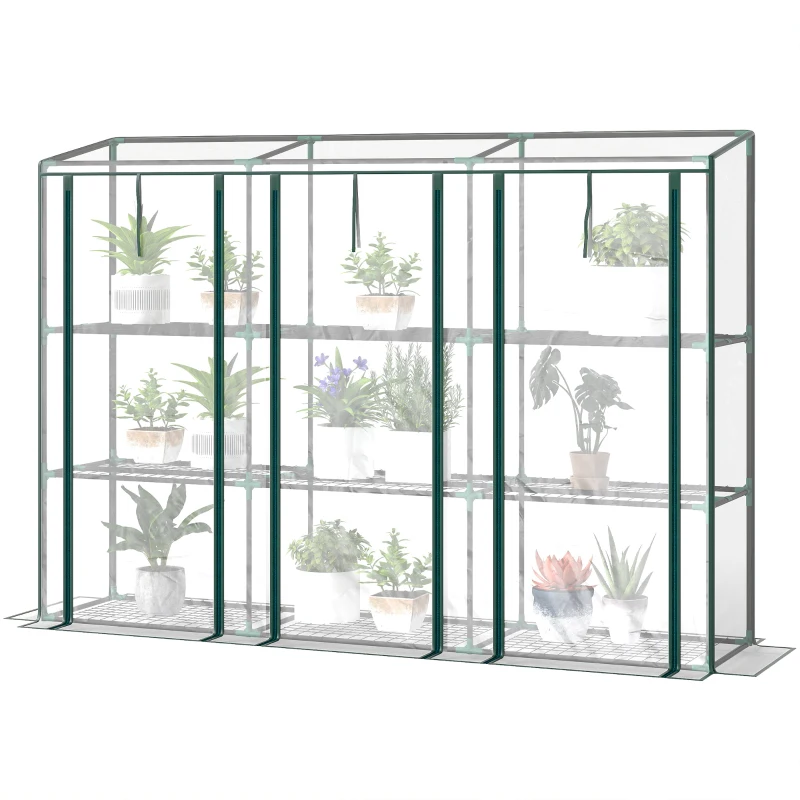 Outsunny Estufa Pequena com Prateleiras de 3 Níveis Portas com Fecho de Correr Estufa para Cultivar 215x46x151 cm Transparente