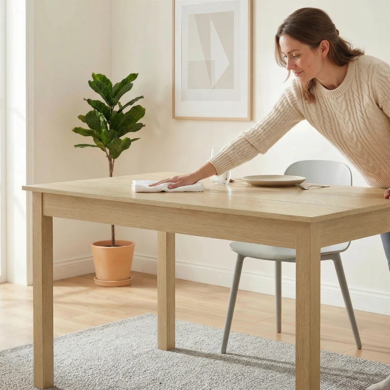 HOMCOM Table de salle à manger design moderne bicolore avec grand plateau 4-6 personnes en bois dim. 119L x 70l x 75H cm