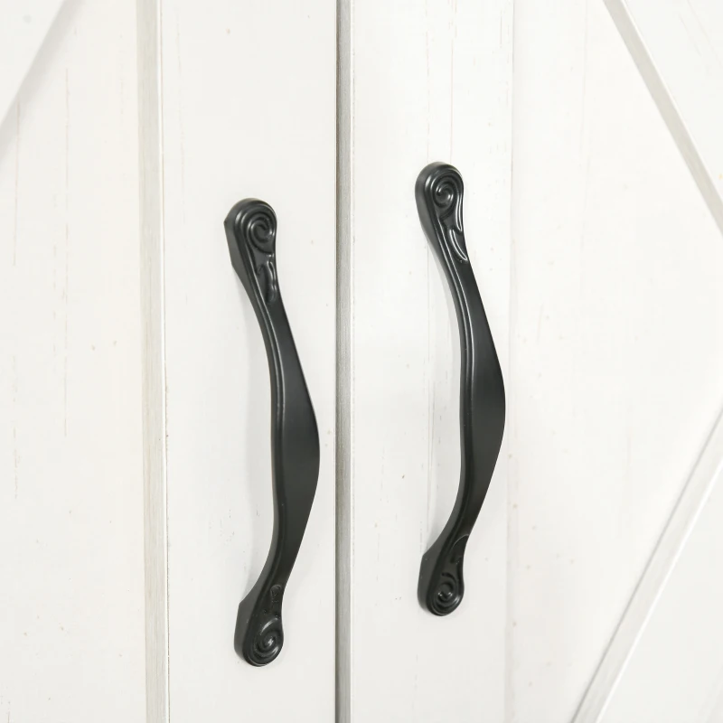 HOMCOM Buffet salon, meuble de rangement avec tiroir, 2 portes de grange et étagère réglable, 80 x 39,7 x 80 cm, blanc