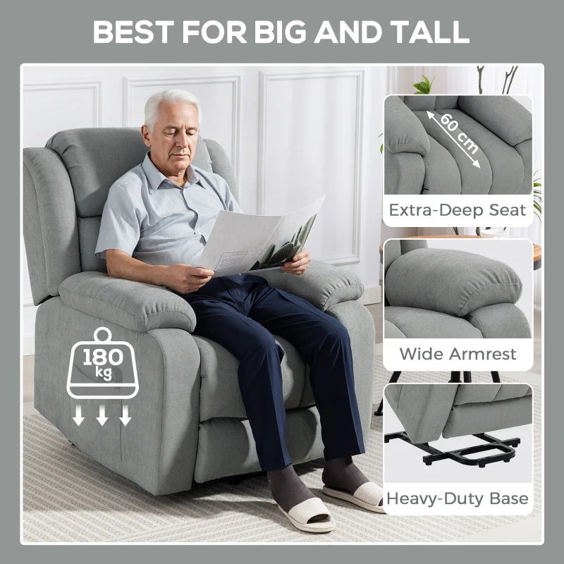 HOMCOM Power Lift Recliner Chair with Vibration Massage, Lift Chair for Elderly with Footrest, Remote, Side Pocket, Light Grey