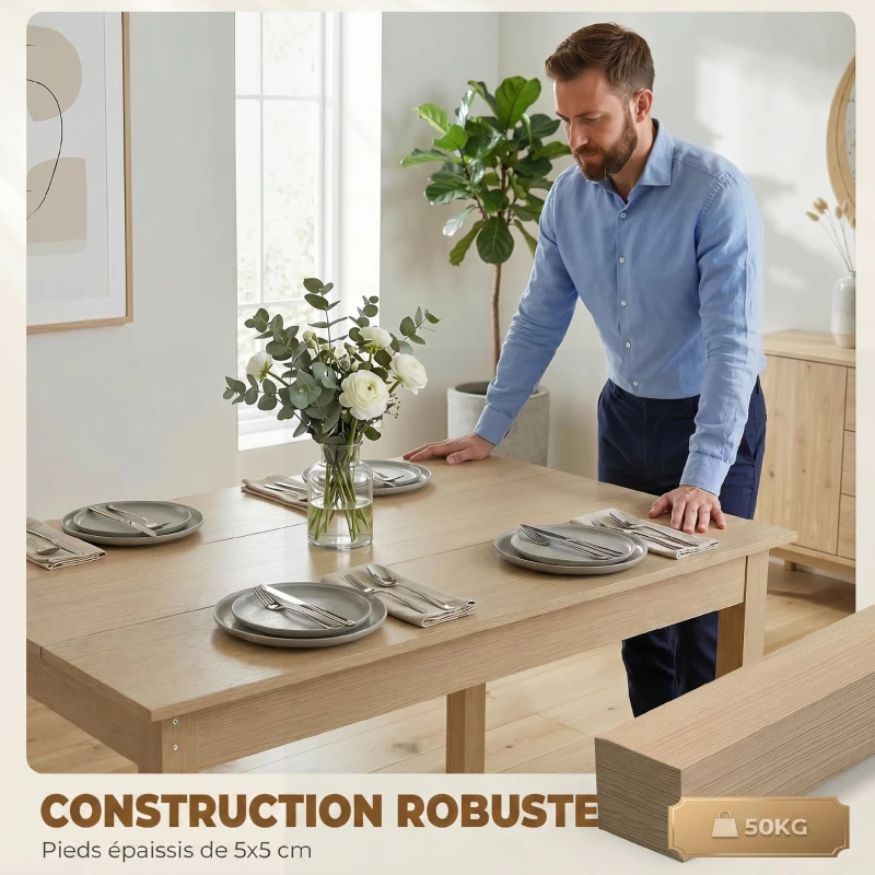 HOMCOM Table de salle à manger design moderne bicolore avec grand plateau 4-6 personnes en bois dim. 119L x 70l x 75H cm