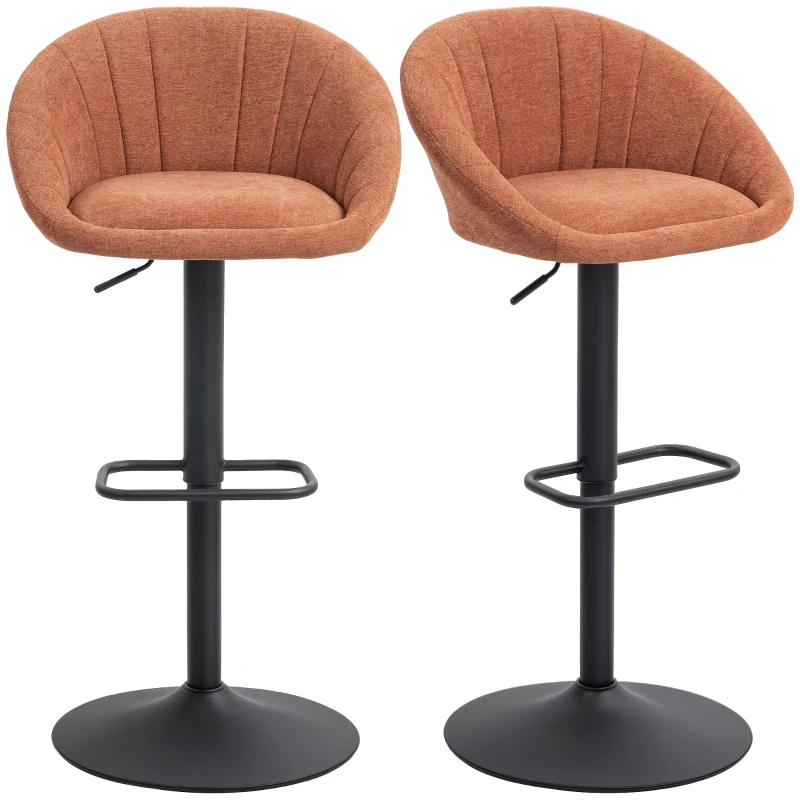 HOMCOM Set of Two Relaxed Tub Bar Stools - Orange