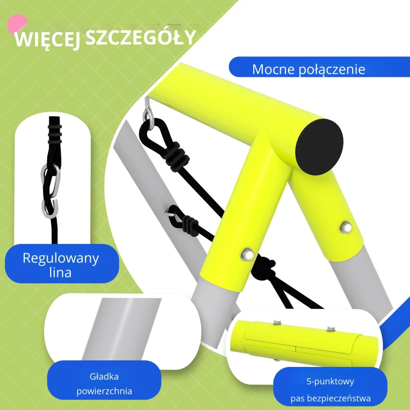 Outsunny Zestaw huśtawek dla dzieci z metalową ramą, stelaż z podwójną huśtawką, siatką do wspinaczki, drabiną, huśtawka ogrodowa dla dzieci 3-8 lat, stal, Zielony