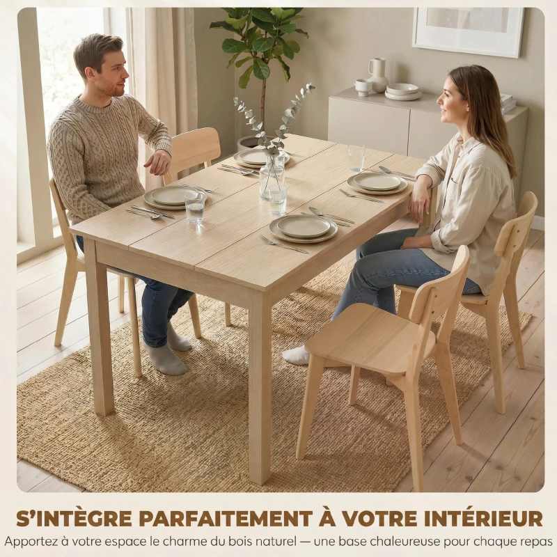HOMCOM Table de salle à manger design moderne bicolore avec grand plateau 4-6 personnes en bois dim. 119L x 70l x 75H cm