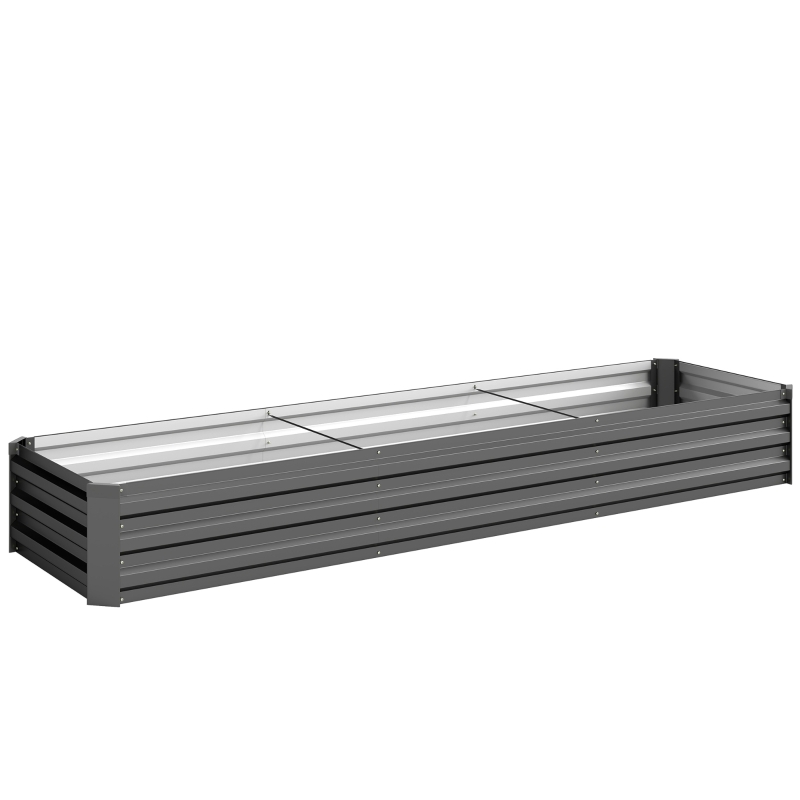 Outsunny Jardinera Exterior Grande Rectangular de Acero Galvanizado Huerto Urbano con Base Abierta 240x60x30 cm Gris Oscuro