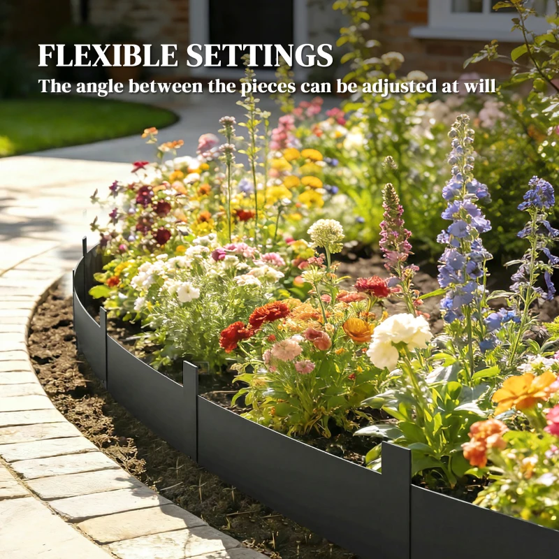 Outsunny 5pcs Garden Fence, Metal Picket Fence Panels, 102x15cm, Black