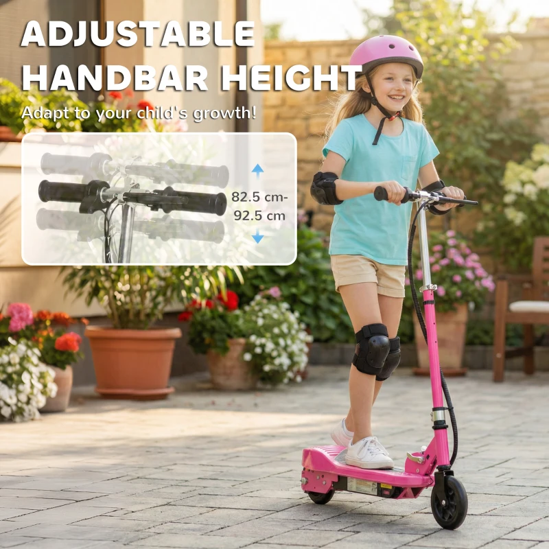 HOMCOM Foldable Electric Kids Scooter, Ride-on for Ages 7-14 Years, Pink