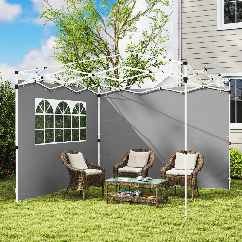 Outsunny Parois latérales pour tonnelle 3 x 3 m panneaux pour pavillon avec fenêtre lot de 2 tissu Oxford gris clair