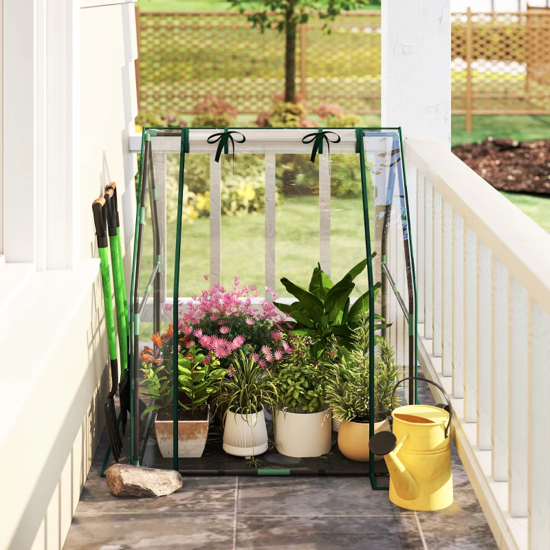 Outsunny Invernadero de Exterior con Puerta con Cremallera Base Impermeable y Marco de Acero 90x90x105 cm Transparente