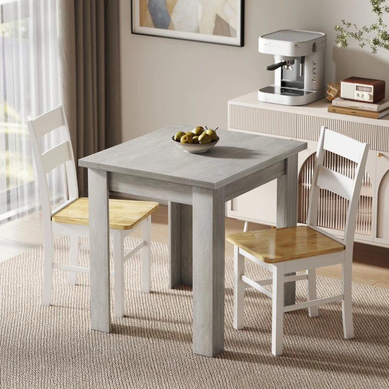 HOMCOM Tavolo da Pranzo Allungabile per 4-6 Persone in Legno e Acciaio, 140x80x77.5 cm, Grigio e color Legno