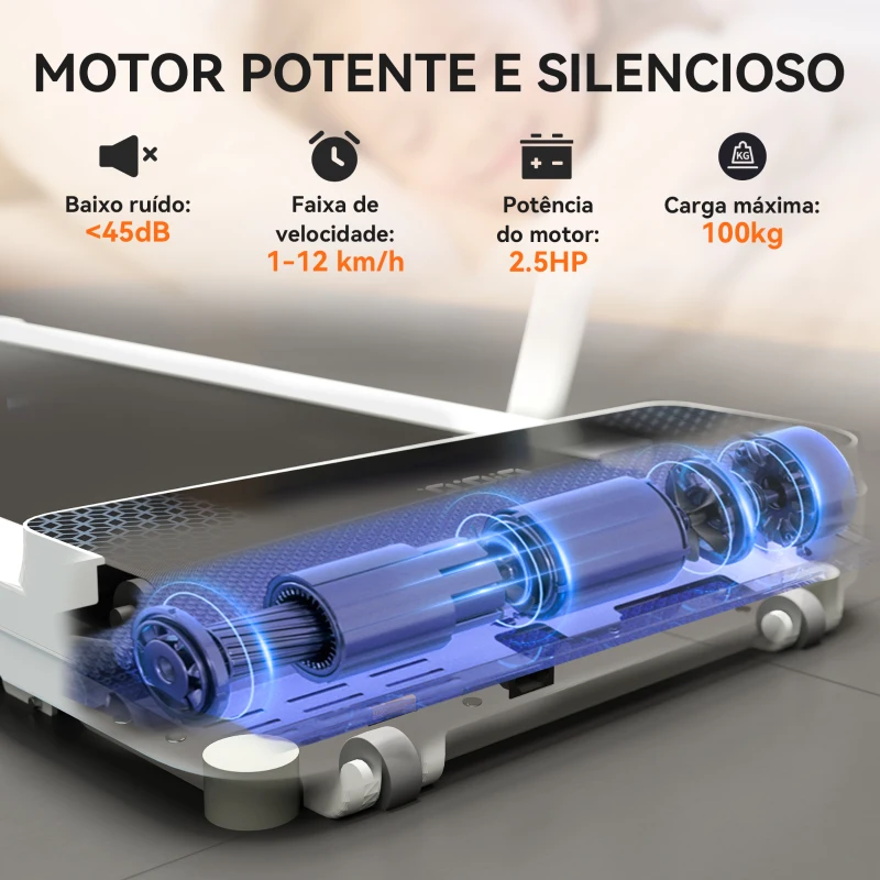 SPORTNOW Passadeira Dobrável com Inclinação Passadeira Elétrica com 2,5HP, 16KM/H e Ecrã LED 124x63x104 cm Branco