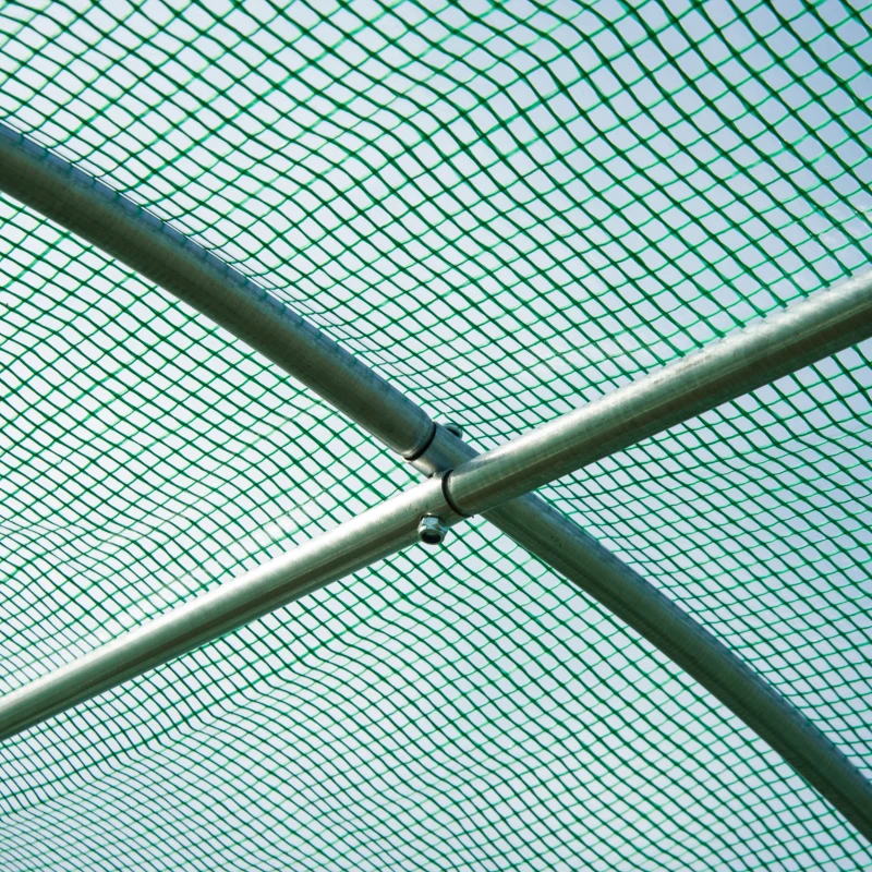 Outsunny Walk-in Polytunnel Greenhouse, Outdoor Garden Tunnel Greenhouse Tent with Zipped Roll-Up Door and 8 Mesh Windows, 4 x 2M