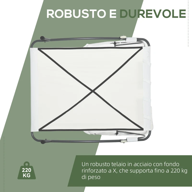 Outsunny Lettino Matrimoniale 2 Posti Parasole Regolabile da Esterno e Giardino 200x175 x134cm Crema