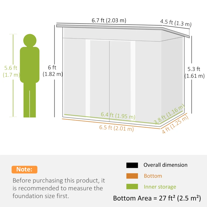 Outsunny 4 x 7ft Metal Shed - Grey Wood-Effect