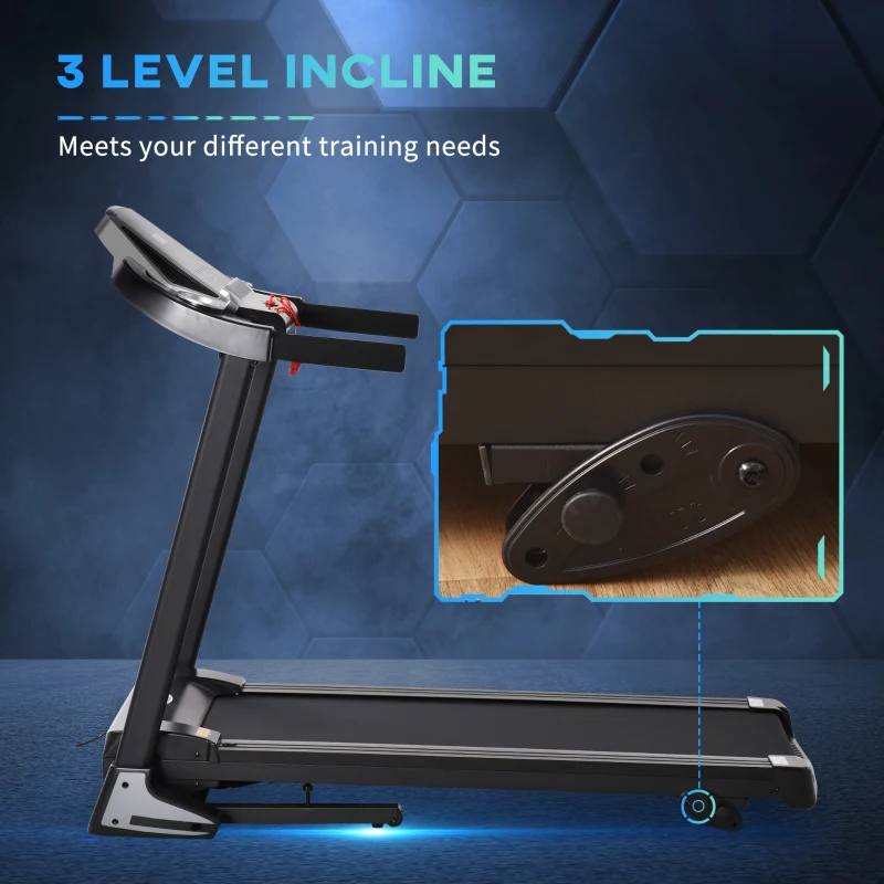 HOMCOM Folding Treadmill, Compact Running Machine with LED Display, Drink & Phone Holder for Home Workout