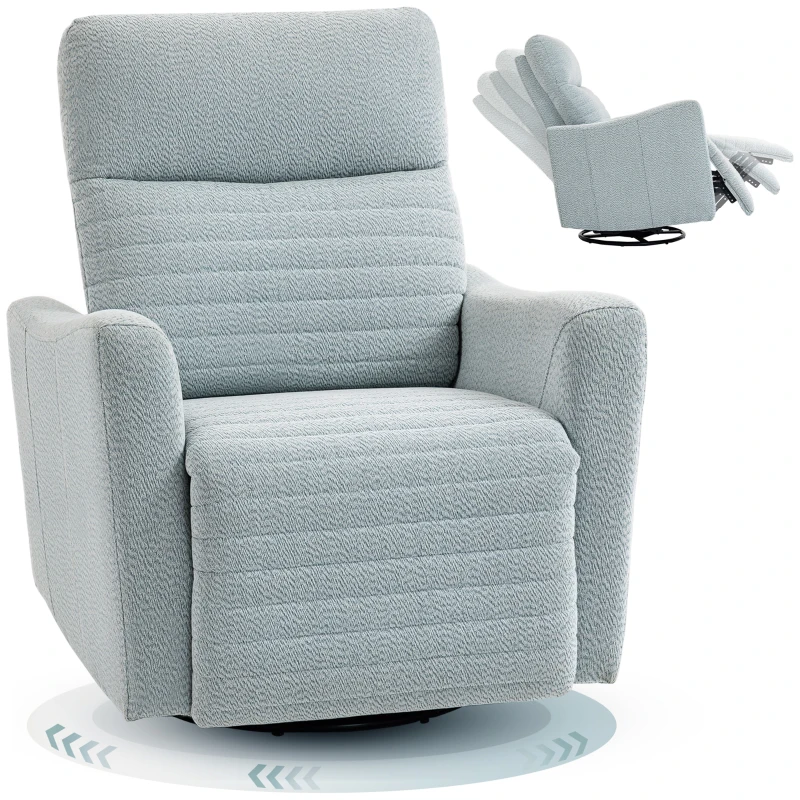 HOMCOM Fauteuil inclinable, fauteuil de relaxation avec repose-pieds, pivotant à 360°, basculant, 82 x 90,5 x 101 cm, gris-bleu(m-11)