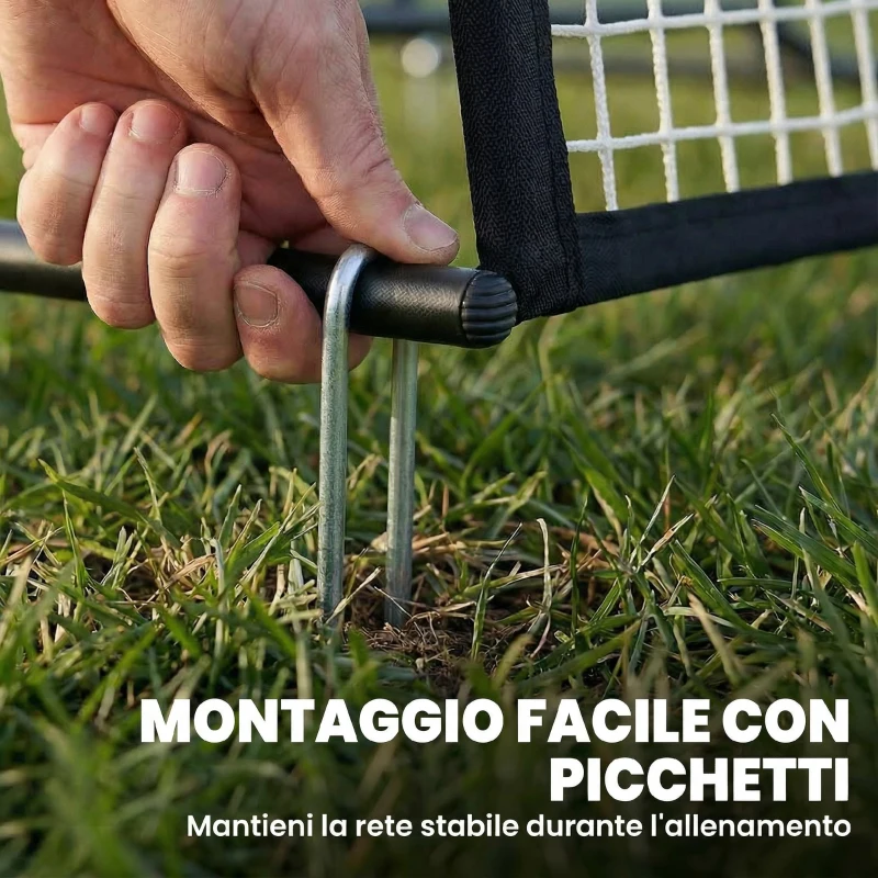 SPORTNOW Rete da Rimbalzo Portatile 2-in-1, Doppio Lato e Pieghevole