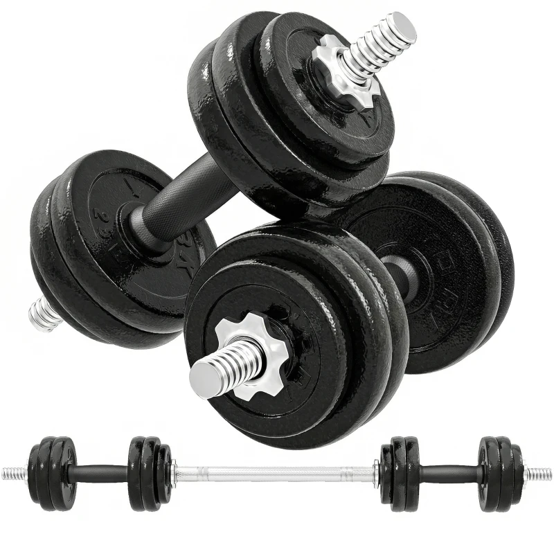 SPORTNOW 2-in-1 Adjustable Dumbbells Set, 30kg Cast Iron Weights Dumbbells Set with Non-Slip Grip for Strength Training, Weight Lifting, Bodybuilding, Home Gym Workout Equipment for Men & Women