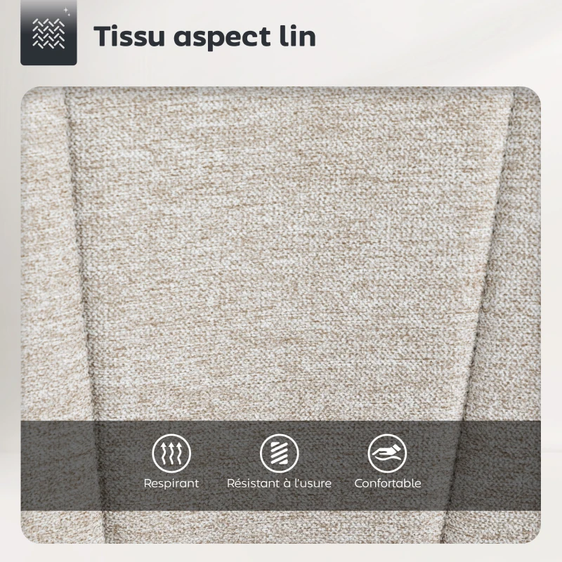 HOMCOM Lot de 2 tabourets de bar, chaises de bar hauteur réglable avec dossier et accoudoirs, repose-pieds, beige