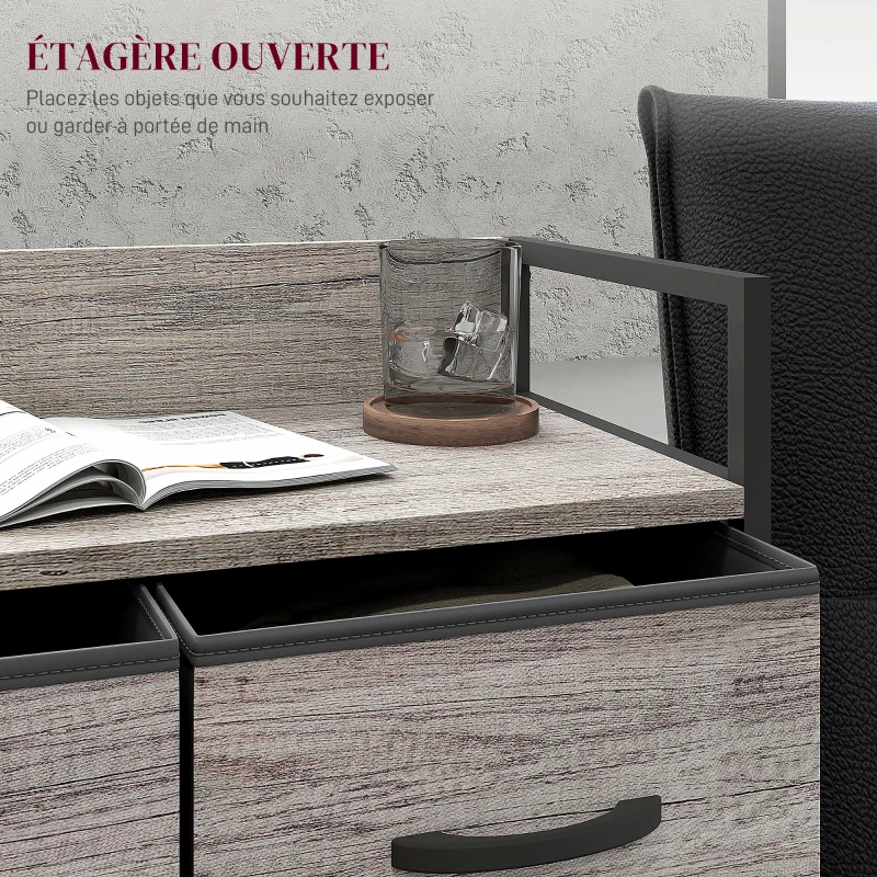 HOMCOM Meuble de rangement style industriel commode 4 tiroirs en tissu pliables et amovibles et 1 étagère 60 x 29 x 85 cm gris