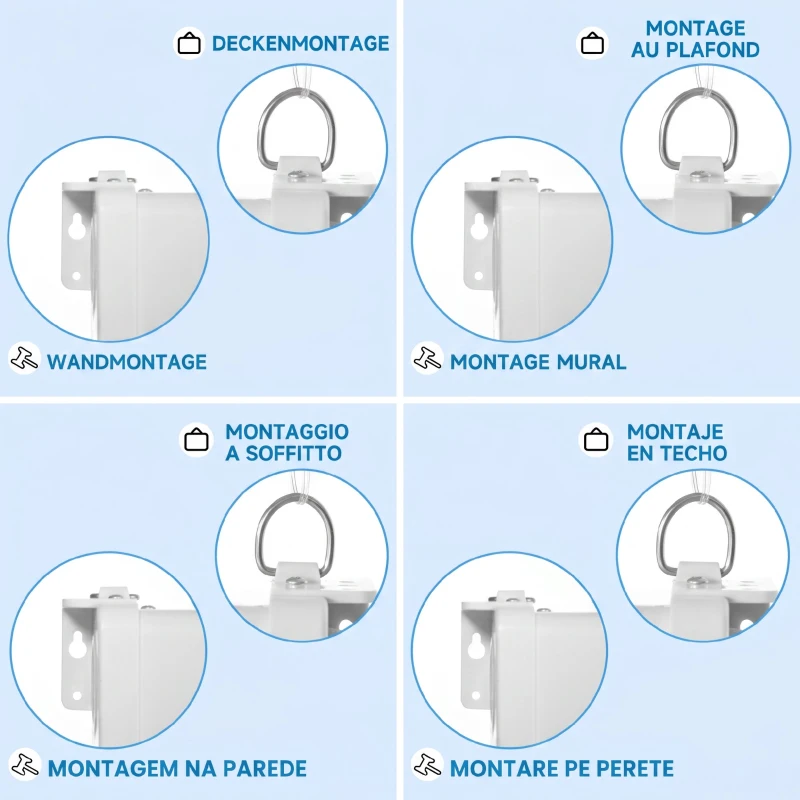 HOMCOM Ecran pentru proiector 84" 16:9 motorizat cu telecomandă, 215x8x140cm, alb