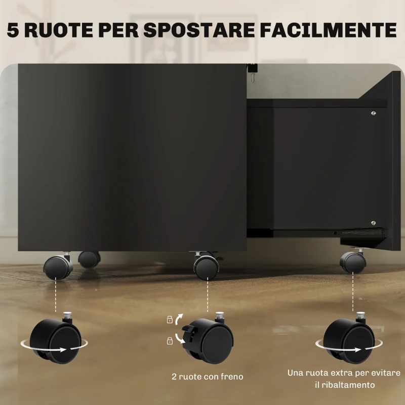 Vinsetto Cassettiera da Ufficio Portadocumenti in Legno con 2 Cassetti e Ripiano Aperto, 39x40x65 cm, Nero
