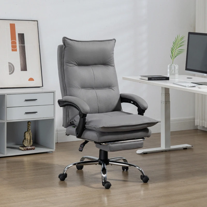 Vinsetto Fauteuil de bureau massant et chauffant, chaise de bureau, hauteur réglable, dossier inclinable, 66x74x121,5cm gris