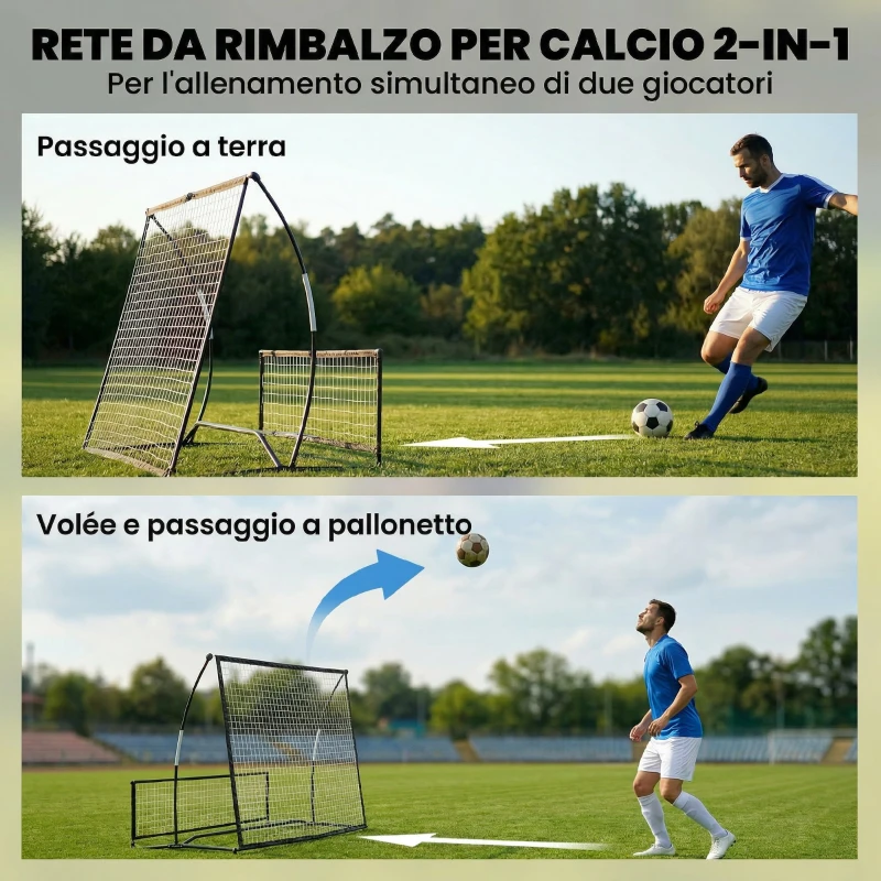 SPORTNOW Rete da Rimbalzo Portatile 2-in-1, Doppio Lato e Pieghevole