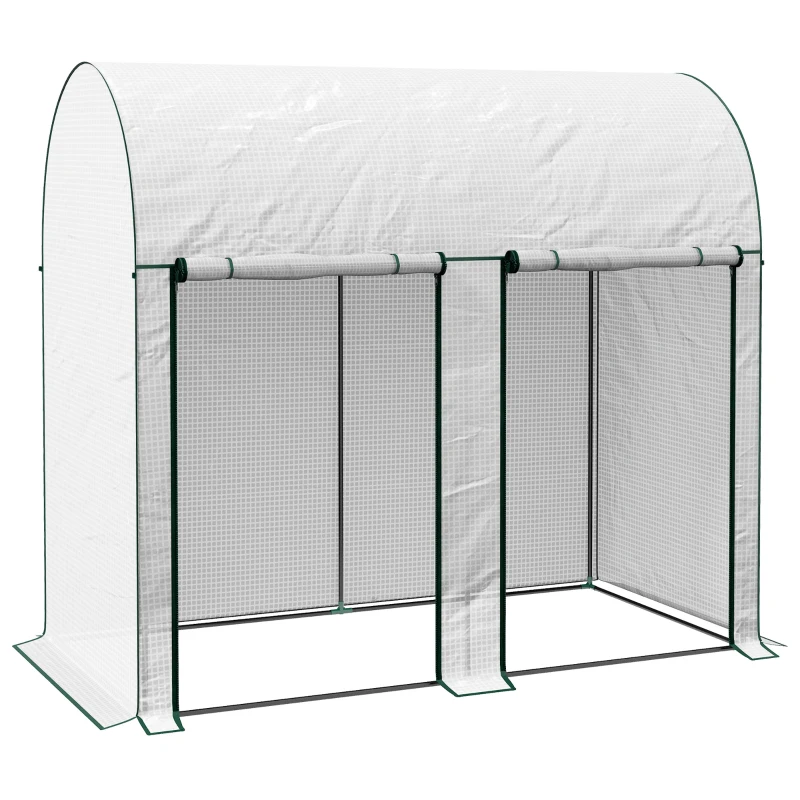 Outsunny Serre de jardin 2 m² dim. 2L x 1l x 1,78H m 2 Portes zippées enroulables Acier PE Haute densité 140 g/m² Anti-UV blanc